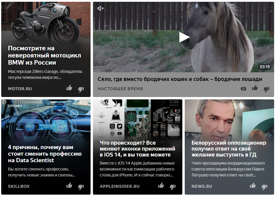Видео и статьи самые популярные форматы на Яндекс.Дзен